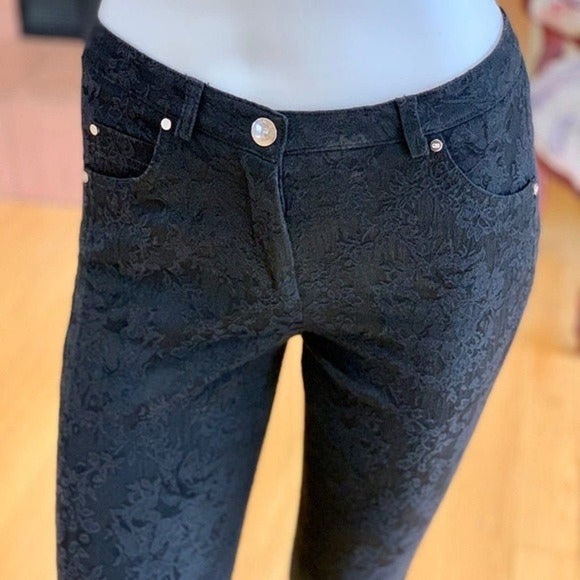 Javier Simmora Cropped Jacquard Pants Black Size 2 - Picture 2 of 8